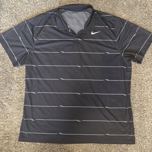 Nike Men's Black & Gray Striped Polo Shirt XXL
